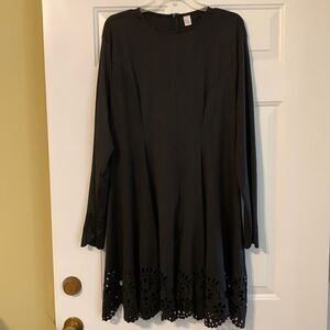 XXL NWOT designer black dress with beautiful detail at the bottom